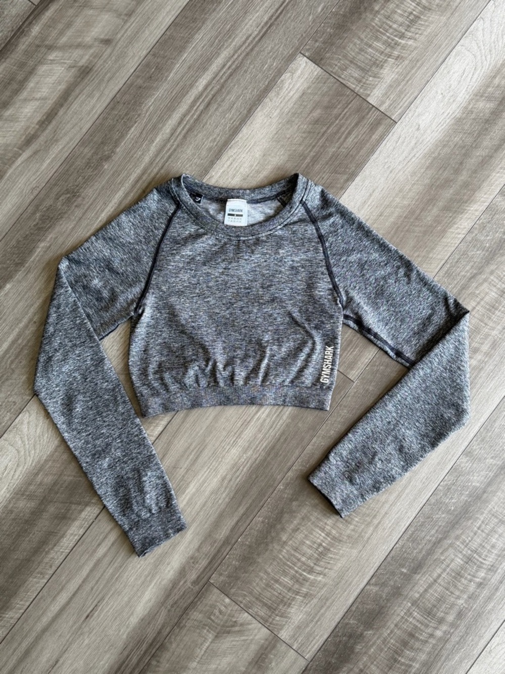 Gymshark Adapt Marl Gray Cropped Long Sleeve Athletic Crop Top Women’s Size S